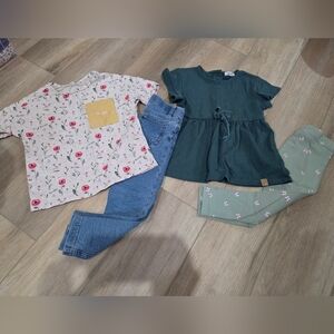 OshKosh B'gosh Floral and Green Kids Matching Set